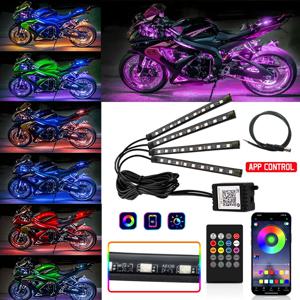 오토바이 분위기 언더글로우 조명 LED 라이트 키트, 앱 리모컨 RGB 방수, 야마하 BMW 할리 스즈키용, 신제품