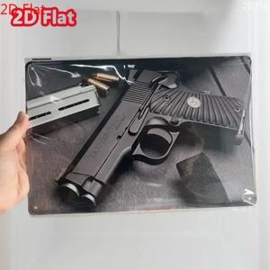 빈티지 권총 금속 간판 눈길을 사로잡는 HD 총기 벽 장식 레트로 철제 틴 아트 (가정, 바, 클럽용)