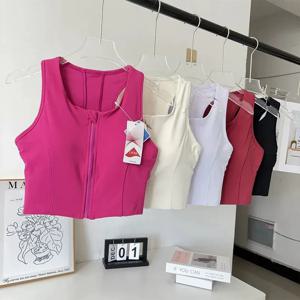 전면 지퍼 통합 고정 컵 요가 조끼 고강도 충격 방지 스포츠 속옷 여성 피부 친화적 인 러닝 누드 브라