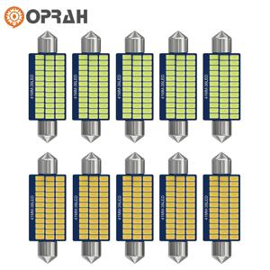 오프라 10pcs LED 꽃줄 C5W C10W 자동차 조명 31mm 36mm 39mm 41mm Canbus 자동 인테리어 돔 전구 번호판 램프 12V 흰색 따뜻한