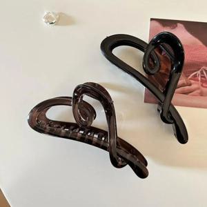 새로운 프리미엄 무광 블랙 하트 집게핀 |   대형 여성용 헤어 액세서리 |   머리 뒤쪽 스타일링 헤어 클립