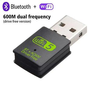 USB 무선 와이파이/블루투스 어댑터 600Mbps 와이파이 동글 듀얼 밴드 2.4G/5G Wi-Fi 수신기 (노트북 PC용)