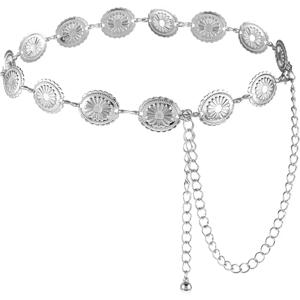 서양 금속 콘쵸 벨트 중공 데이지 체인 벨트 조정 가능한 Boho 허리 체인 국가 콘서트 복장 드레스