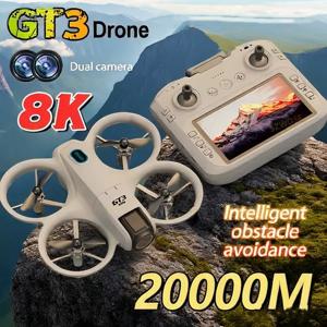 GT3 스크린 미니 드론 8K HD 카메라 180 °   ESC 항공 사진 촬영용 항공기 높이 유지 포켓 UFO 원격 조종 항공기 장난감 선물