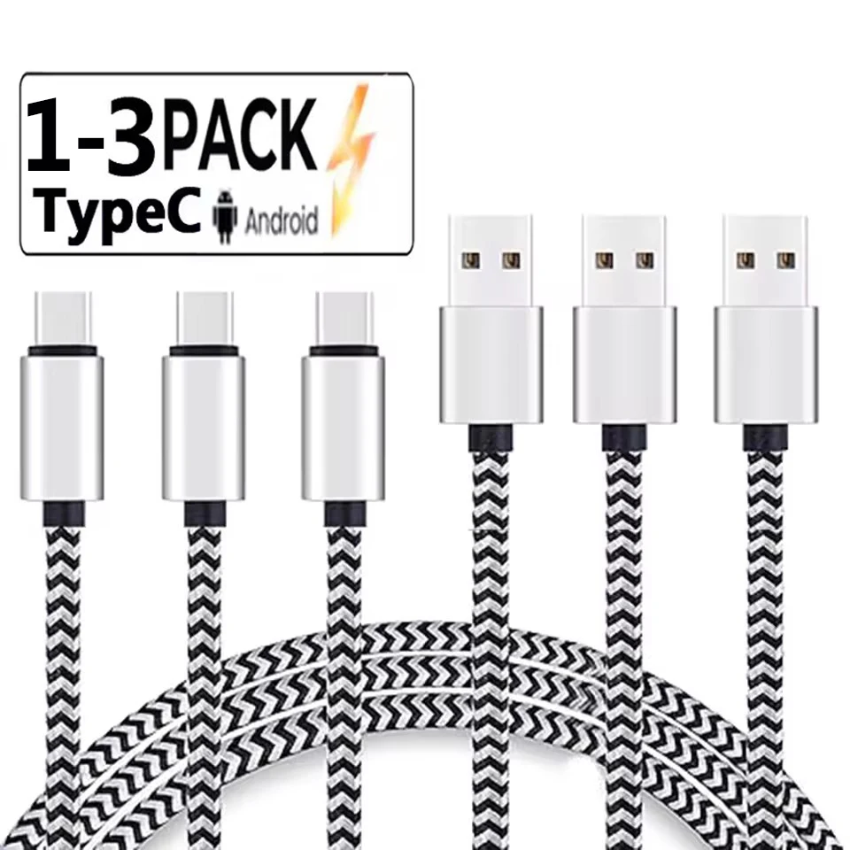USB 유형 C 케이블 2.4A 고속 충전 배터리 충전기 와이어 짠 나일론 데이터 케이블 화웨이 삼성 USB C 용 휴대 전화 충전기