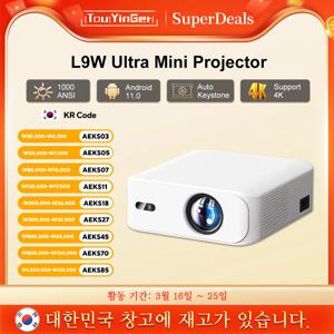 Touyinger L9W 울트라 안드로이드 프로젝터 4K 미니 프로젝터 풀 HD 시네마 비디오 프로젝터 LED 홈 시어터 빔 스크린 블루투스