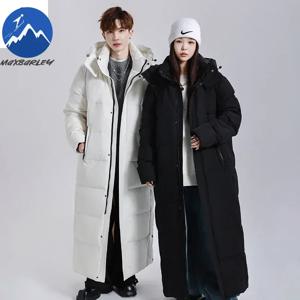 2025 겨울 롱 다운 재킷 남성 여성 럭셔리 경량 후드 구스 다운 따뜻한 파카 스트리트웨어 스노우 스키 두꺼운 패딩 재킷