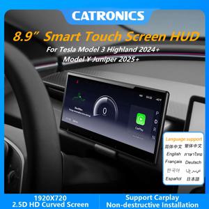 테슬라 모델 3 하이랜드 Y 주니퍼용 CATRONICS 8.9인치 HUD 스마트 드라이버 스크린 계기판 디스플레이, 애플 카플레이 OTA 업데이트 지원
