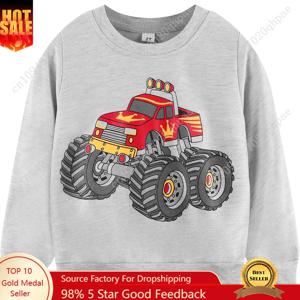 Popshion 유아 남아용 스웨트셔츠 면 경량 어린이 겨울용 따뜻한 스웨터 크루넥 풀오버 상의