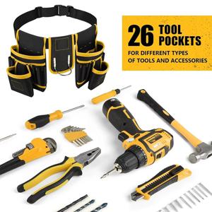 조절 가능한 공구 벨트 가방, 탈부착 가능한 작업용 파우치, 헤비 듀티 허리 앞치마, 다용도 유틸리티 벨트(멀티 포켓 포함)