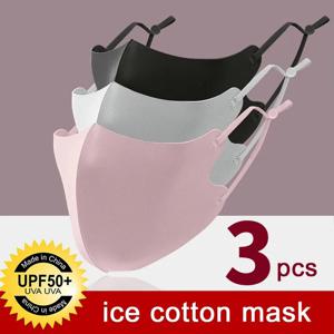 3Pcs 3D 통기성 마스크 세척 가능한 아이스 실크 페이스 마스크 방진 필터 입 마스크 안개 방지 먼지 방지 플루 마스크 케어 재사용 가능
