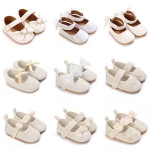 여자 아기 첫 워커 신발 0-12개월 공주 신발 부드러운 리본 자수 귀여운 패션