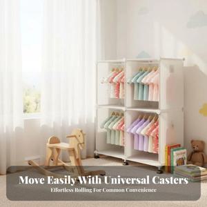 이동식 아동용 옷장 투명 디자인 롤링형 아동복 수납장 공간 절약형 사이즈 미끄럼 방지 스토퍼 포함 침실용