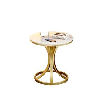 ￥ # 우아한 대리석 상판 사이드 테이블 골드 메탈 프레임 고급 디자인, 모던한 생활 공간을 위한 휴대 가능하고 튼튼한 거실용 테이블