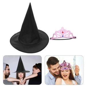 1 세트 공주 왕관 마녀 모자 세트 꿈꾸는 동화 테마 생일 파티 선물 가볍고 편안한 코스프레 이벤트 용품