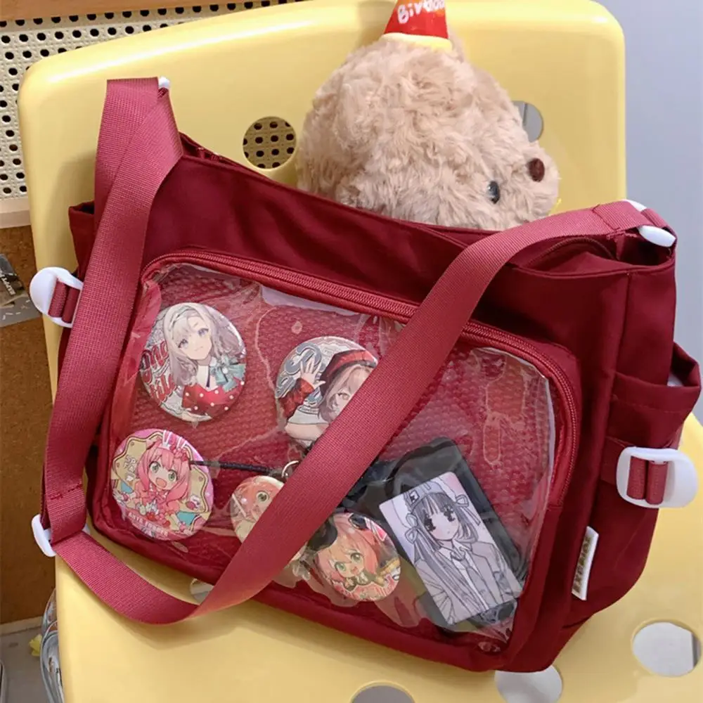 핫 Y2K 하라주쿠 숄더백 여성 이타백 일본 숄더 퍼스 투명창 칼리지 크로스백 토트 숄더백