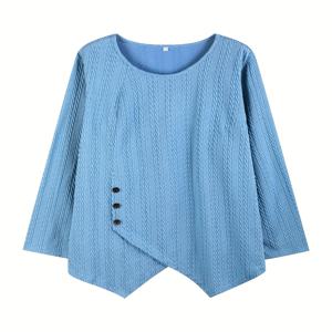 여성 플러스 사이즈 봄 가을 니트 티셔츠