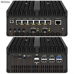 솔리드 6*2.5G LAN 방화벽 미니 PC 인텔 울트라 7 155H 4x/2x 10G SFP 홈 오피스 산업용 미니 호스트 프록스모엑스 ESXi 서버 4G/5G