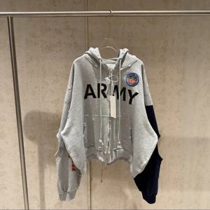 프로젝트 G/R 2026 패치워크 아미 빈티지 데미지드 카디건 풀오버 남녀 공용 최고 품질 후디