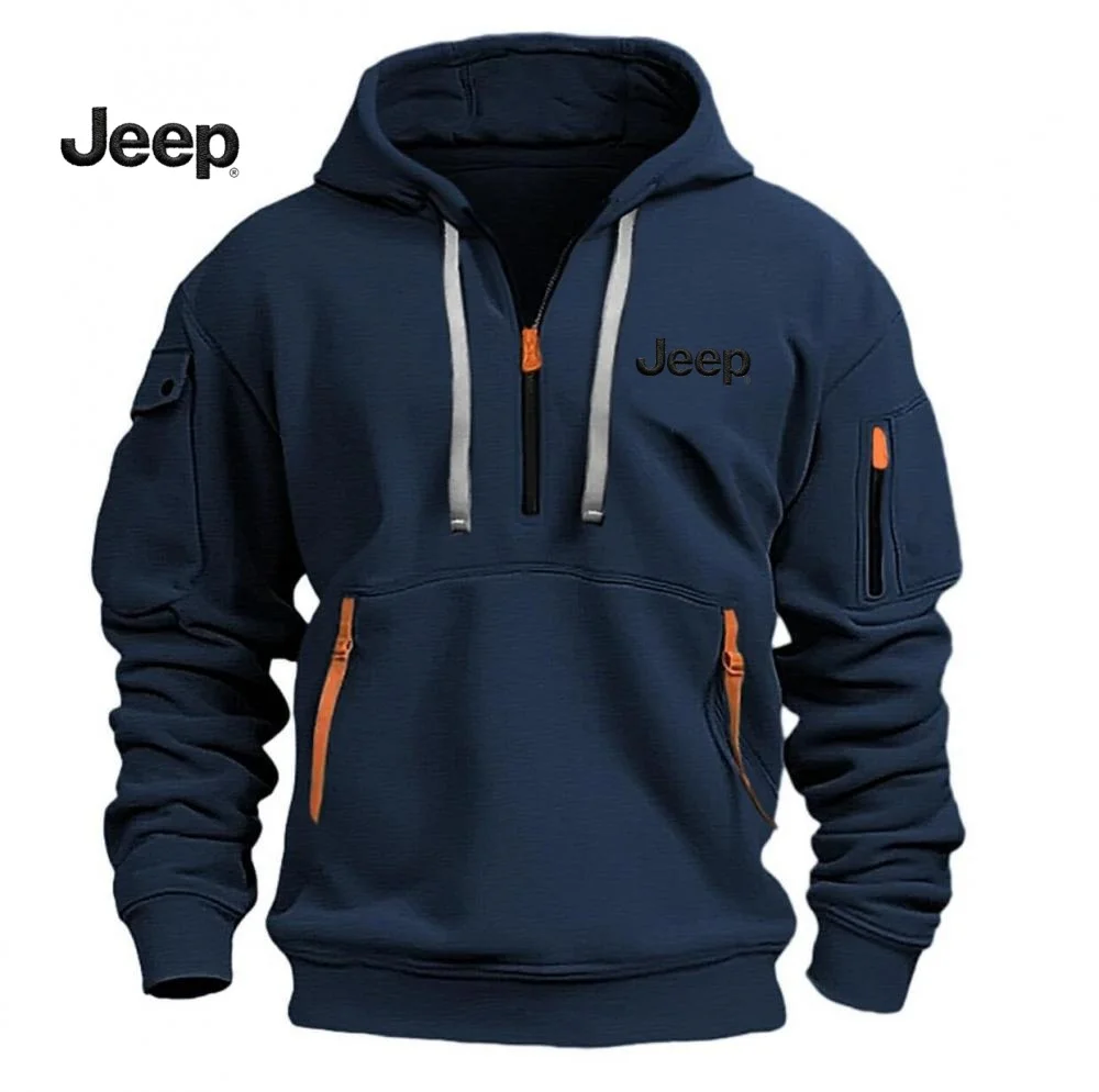JEEP 새로운 멀티 포켓 지퍼 플리스 후디 캐주얼 풀오버 패션 스웨트셔츠