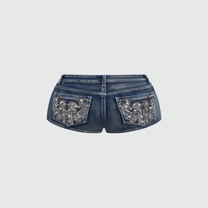 로우라이즈 디스트레스드 데님 반바지 여성 청바지 여성용 청반바지 빈티지 Y2K 펑크 스타일 자수 핫팬츠