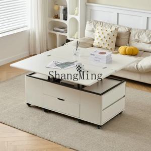 CL 커피 테이블 식탁 겸용 4펌프 대용량 수납 접이식 텔레스코픽 암석판 커피 테이블