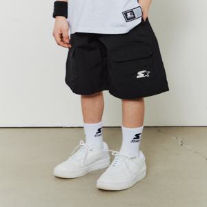 [최초가 49000원]5부 우븐 와이드 카고 반바지 (블랙) ST252BHP02_BLK