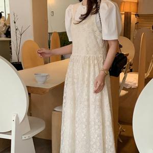 [브리치]  / 데이트룩 플로럴 플라워 자수 뷔스티에 레이스 원피스