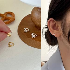 보리닌 미니멀 리본 원터치 링 귀걸이 (925silver)