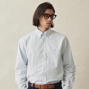 [정상가 149000원] 레귤러핏 논아이론 옥스포드 뱅갈 스트라이프 셔츠 (라이트블루) (BBTHMF9968L)
