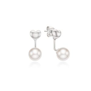 [티르리르] 하트 진주 화이트실버 귀걸이 7mm TEESVW06716M