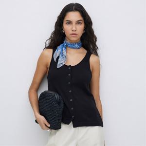 [최초가139000] Modal Round Neck Long Vest BLACK