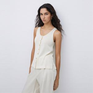 [최초가139000] Modal Round Neck Long Vest NATURAL