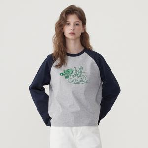 [택가 59,000원]우먼 레글런 오버핏 롱슬리브 티셔츠 Melange Gray CO2501LT70MG