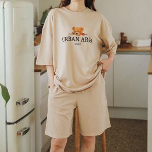 자체제작 국산 도담 반팔 순면 투피스 여성홈웨어 상하 잠옷세트