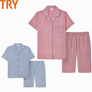 남여커플잠옷 남자 여자 반팔 여름 잠옷 시원한 지지미 카라넥 홈웨어 세트