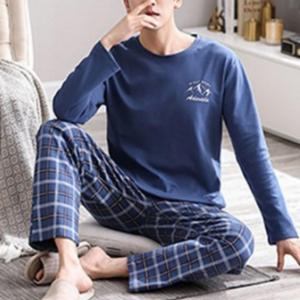 남성 사계절 긴팔 긴바지 세트 체크 면 잠옷 파자마 남자여름잠옷세트 남자수면잠옷세트