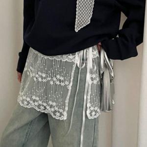 레이어드룩 안개꽃시스루랩스커트 바지코디 발레코어룩 힙가리개 레이스 레깅스