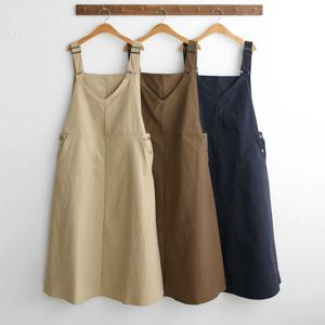 [브리치] 옷자락 / 여성 브이넥 멜빵 롱 원피스 가을 데이트룩 A라인절개 (3color)