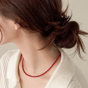 [선물포장] 레드 크리스탈 써지컬 비즈목걸이