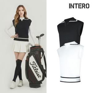 여성골프웨어 봄 여름 브이넥 카라 니트 골프조끼/WIMMZ