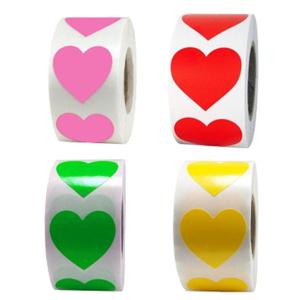 (빨강/핑크) 1롤 500개 하트스티커 포장스티커 포인트스티커 칭찬스티커 다꾸스티커