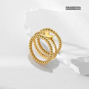 24K 트리플 볼 하트 반지