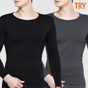 남성내복상의 검정 스판 기모 부드러운 얇은 겨울 내의 긴팔