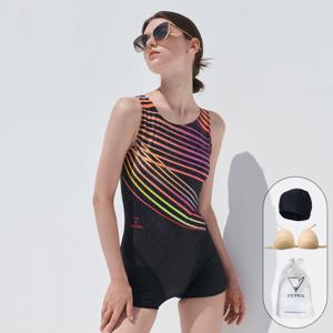 여성 아쿠아 2부 반신 실내 수영복 U자형 L_9A714