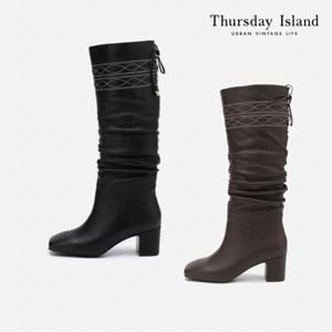 [정상가-459000원][Thursday Island] 스퀘어 토 셔링 롱부츠(T228MSE233W)