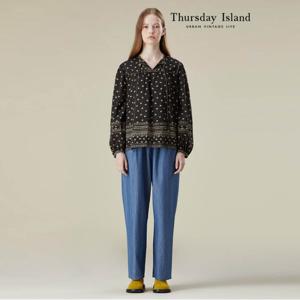 [정상가-159000원][Thursday Island] 해지 데님 풀온 배기 팬츠(T236MJE138W)
