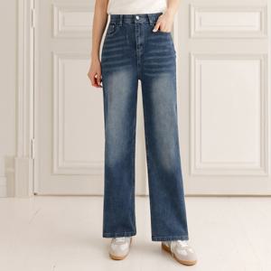 (~XXL까지) 데로 히든밴딩 워싱 스트레이트 데님팬츠 봄 가을 데일리 캐쥬얼 출근룩 베이직 빅사이즈