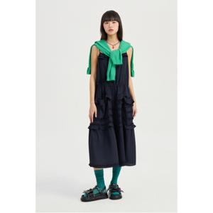 [최초가 398,000원] Frill Slip Long Dress (dark navy)