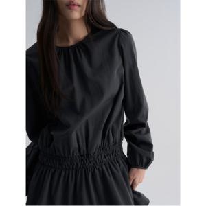 로우 웨이스트 긴팔 미니 원피스  애쉬 (356271CM04)